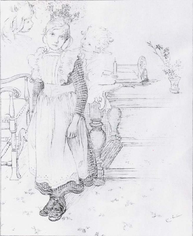 Carl Larsson Gir,Boy and Study of a Head oil painting picture